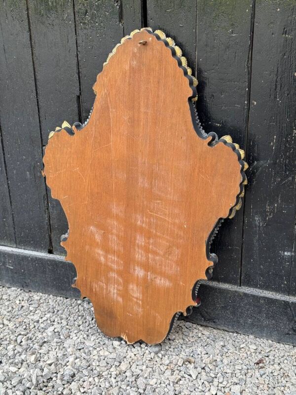 Miroir vénitien en verre de Murano doré à l’or fin, miroir gravé, vers 1950