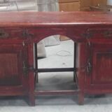 Vintage red desk old teak piece and original patina from India