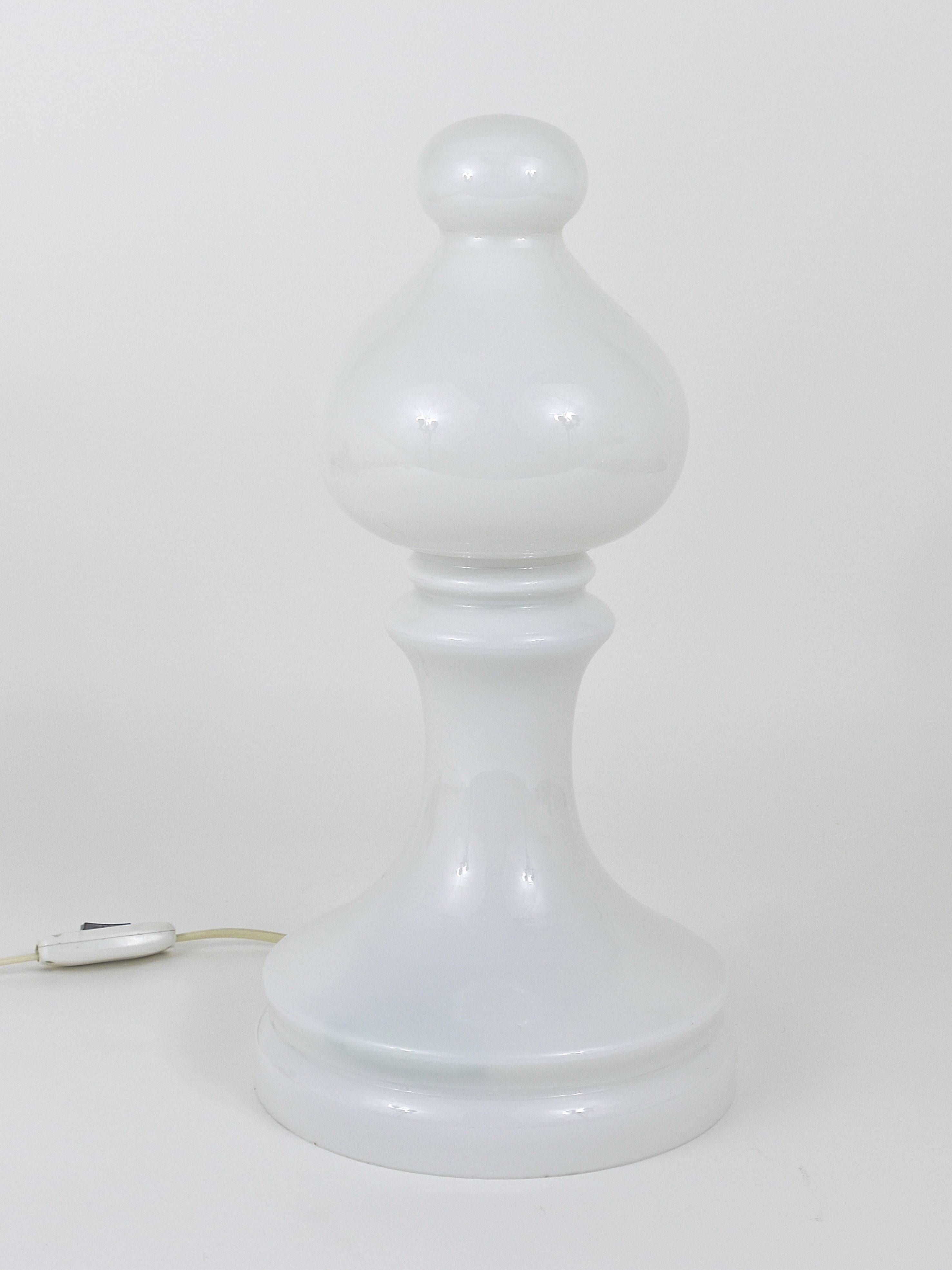 White Bishop chess lamp by Ivan Jakes, made of white glass, Czechoslovakia, 1970s.