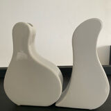 Pair of vintage glazed ceramic vases in an organic shape