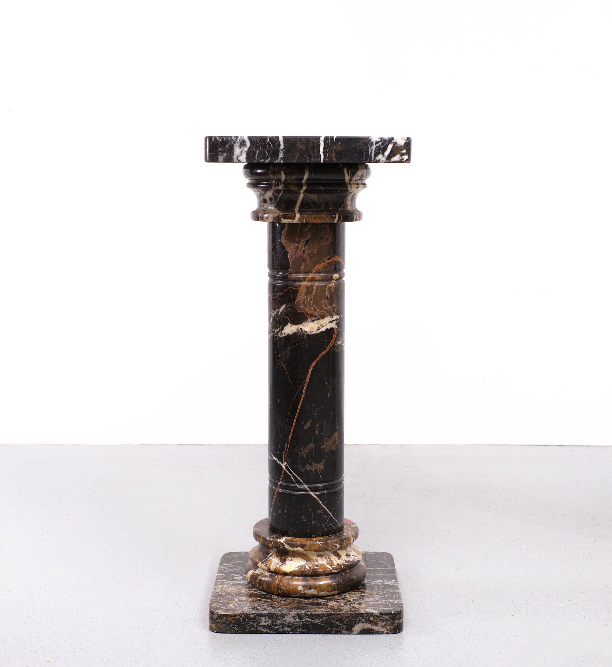 Two black portoro marble pedestals, Italy