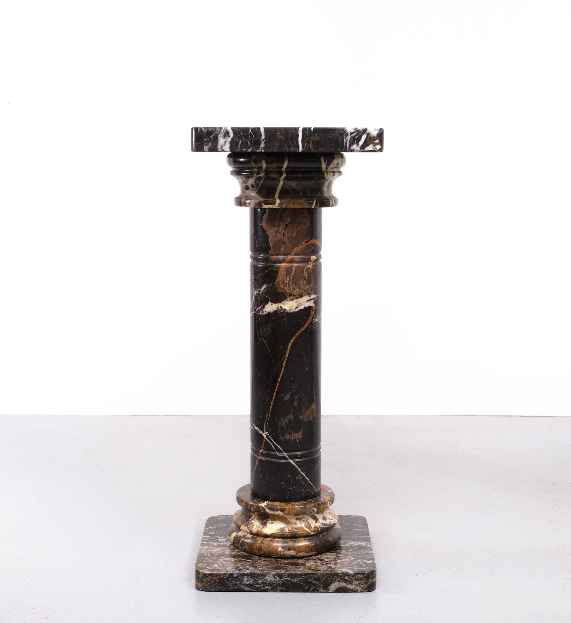 Two black portoro marble pedestals, Italy