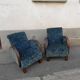 Paire de fauteuils art déco tissu bleu