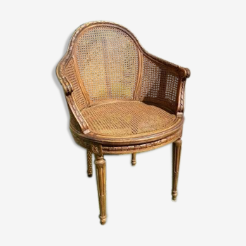 Fauteuil en noyer & cannage Style Louis XVI