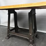 Industrial table cast iron base up to 6 guests
