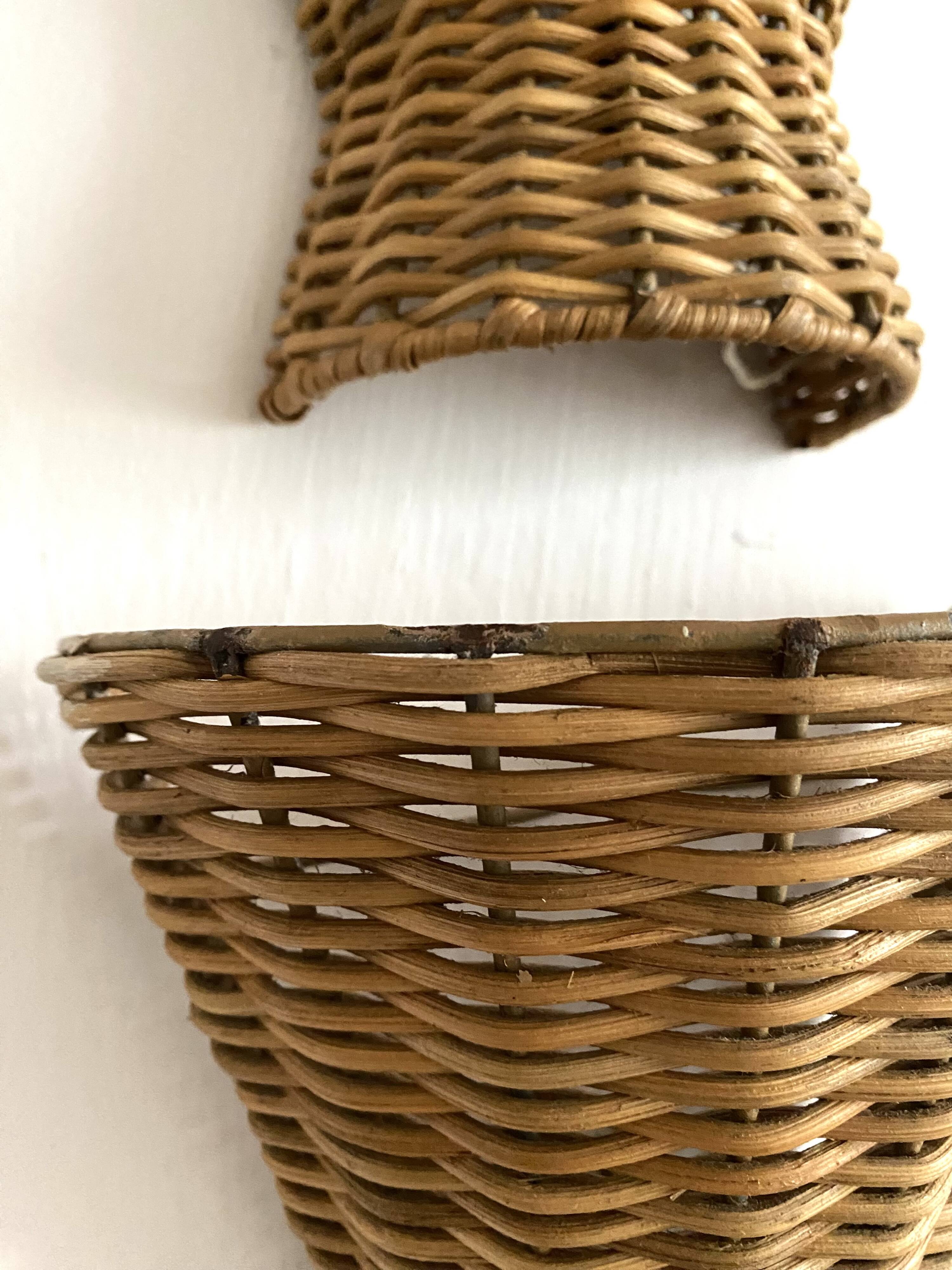Pair of 60s rattan wall lights