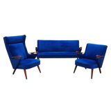 Blue living room set, Danish design, 1960s, designer: Chresten Findahl Brod