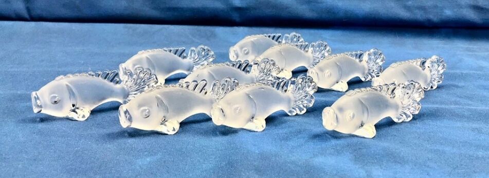 10 Art Deco fish knife holders signed YER