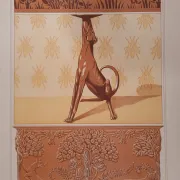 Art nouveau lithograph dog candlestick and bees – M.P. Verneuil, 1897