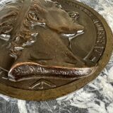 Pair of bronze medallions, Rouget de Lille and J.J. Rousseau