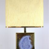 Vintage Brass & Agate Table Lamp by Willy Daro, 1970s