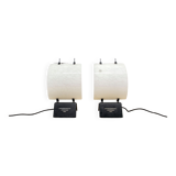 Pair of table lamps in metal and murano glass by Alox Italia Anni '80