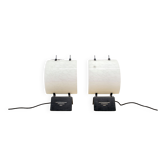 Pair of table lamps in metal and murano glass by Alox Italia Anni '80