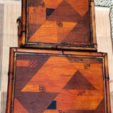 Lot of 4 bamboo pull out tables, Perret and Vibert 1900