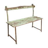 Banc en bois vert indien antique