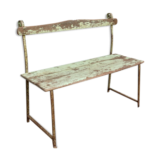 Antique indian green wooden bench