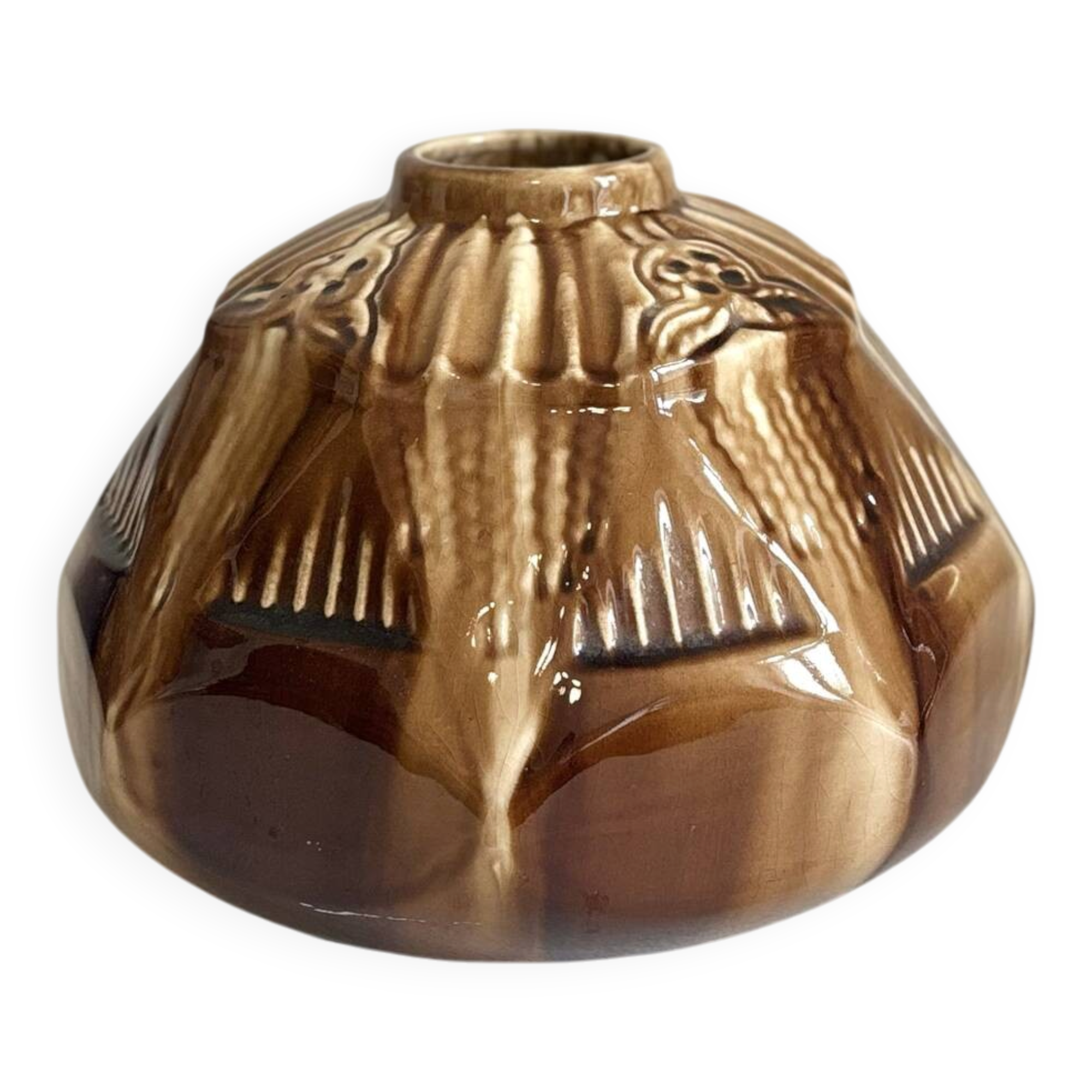 Glazed ceramic vase Art Deco signed Elgé