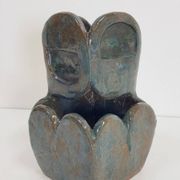 Brutalist Green Glazed Ceramic Flowerpot, 1960s