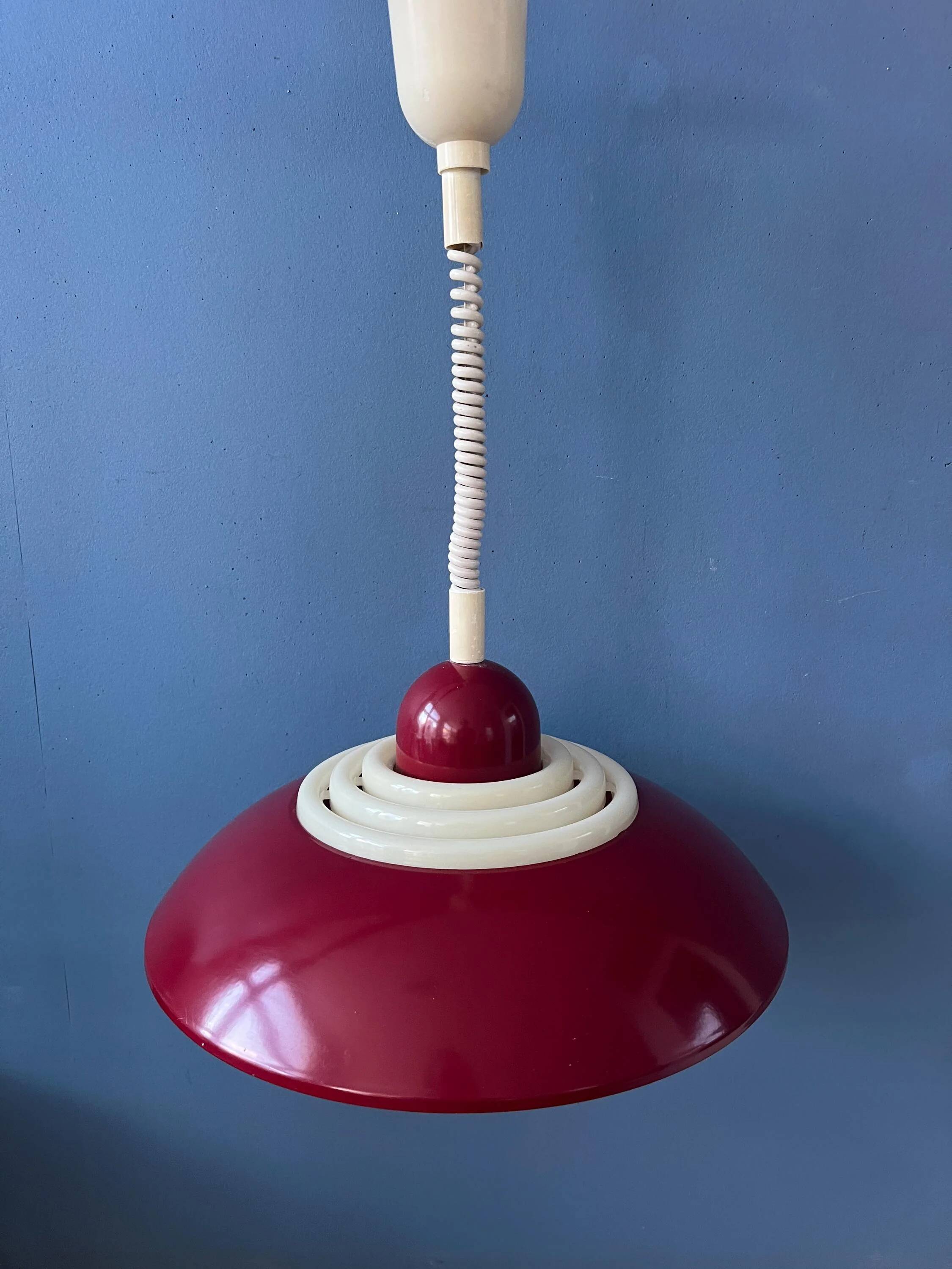 Red Scandinavian suspension lamp Space Age by Knud Christensen