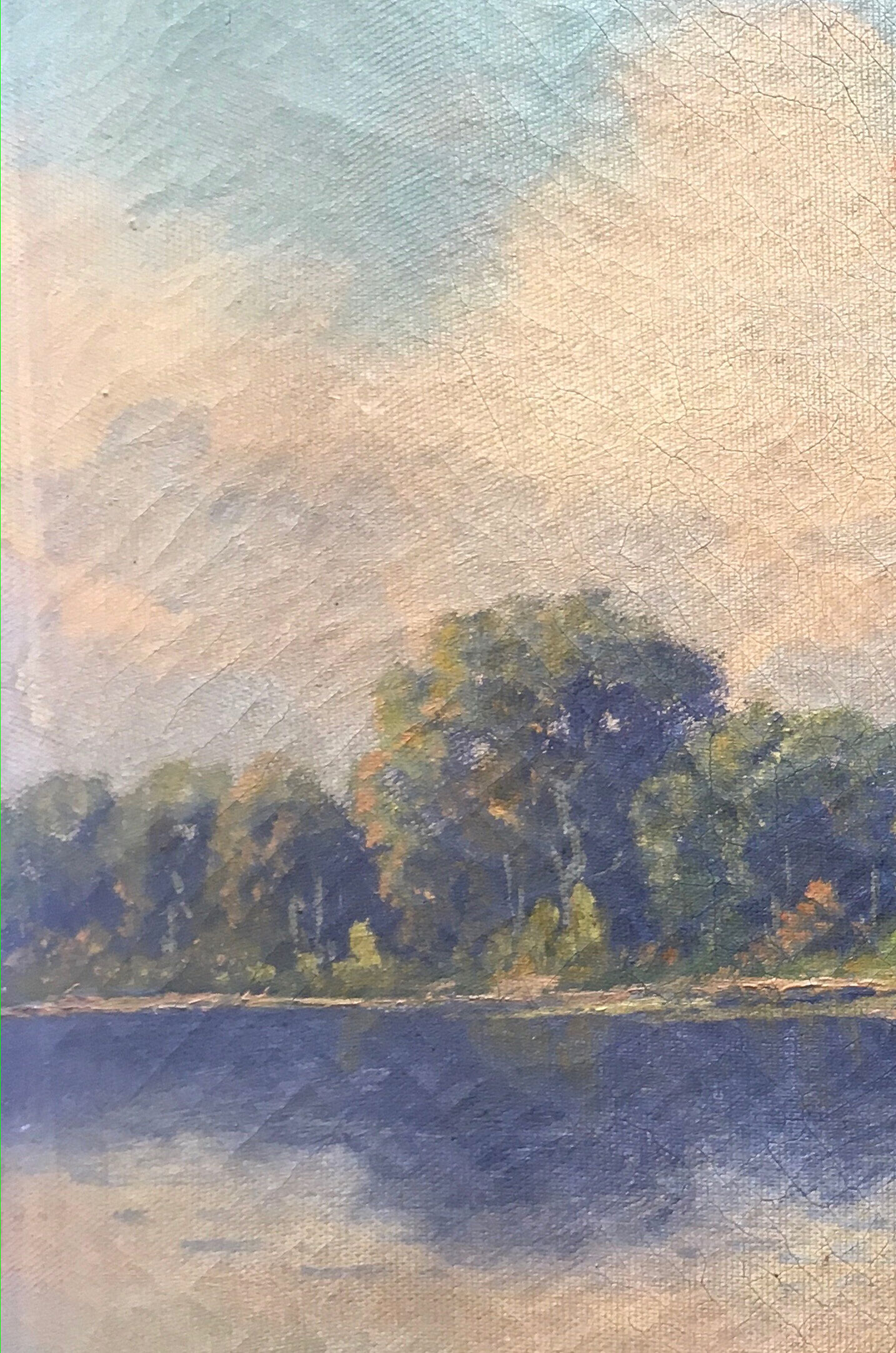 Old painting "The house by the lake" HST signed