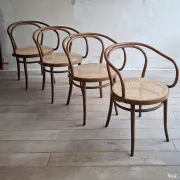 Ensemble de 4 chaises brunes 209, Ligna, années 1970
