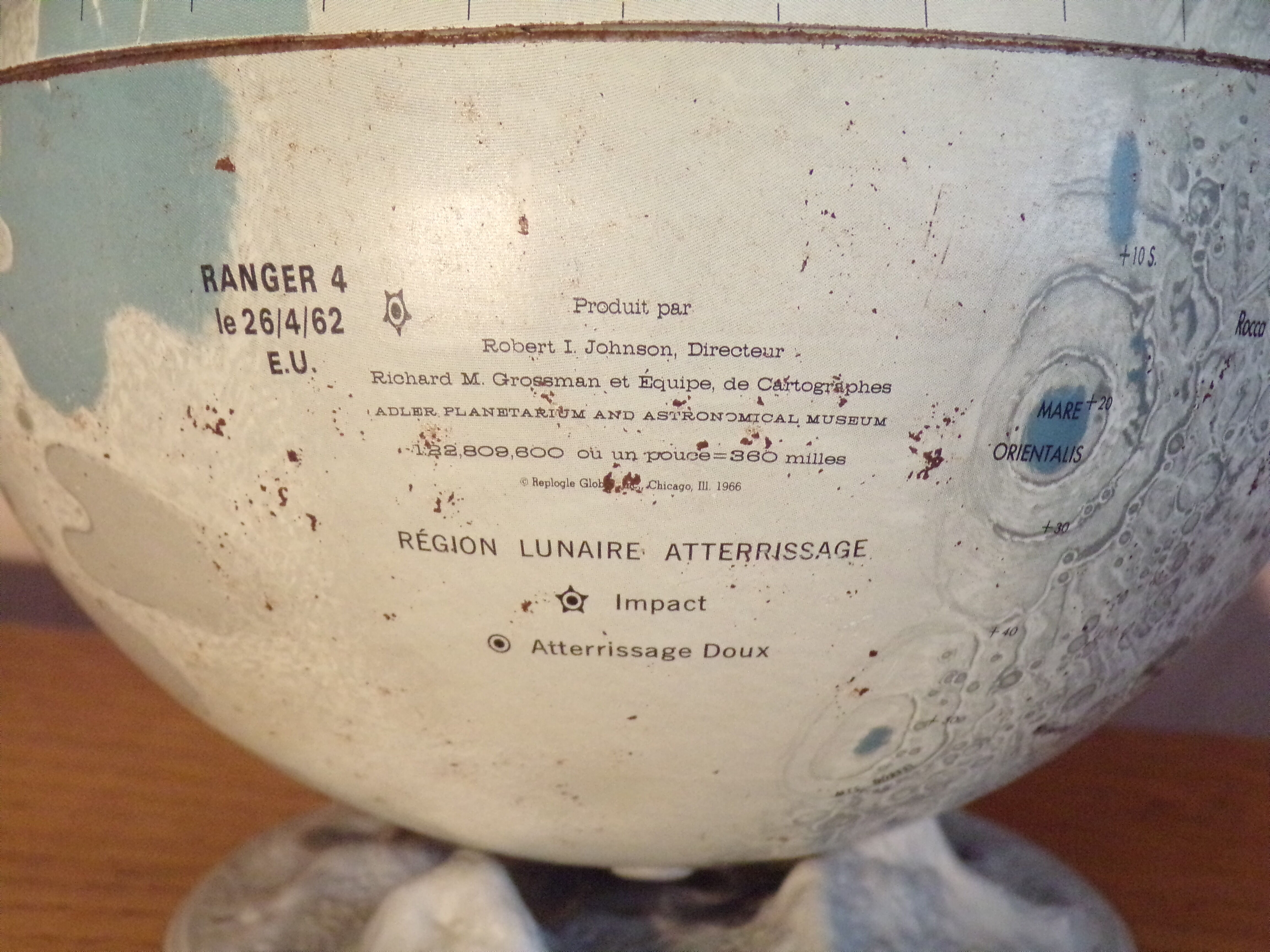 Vintage lunar globe 1966