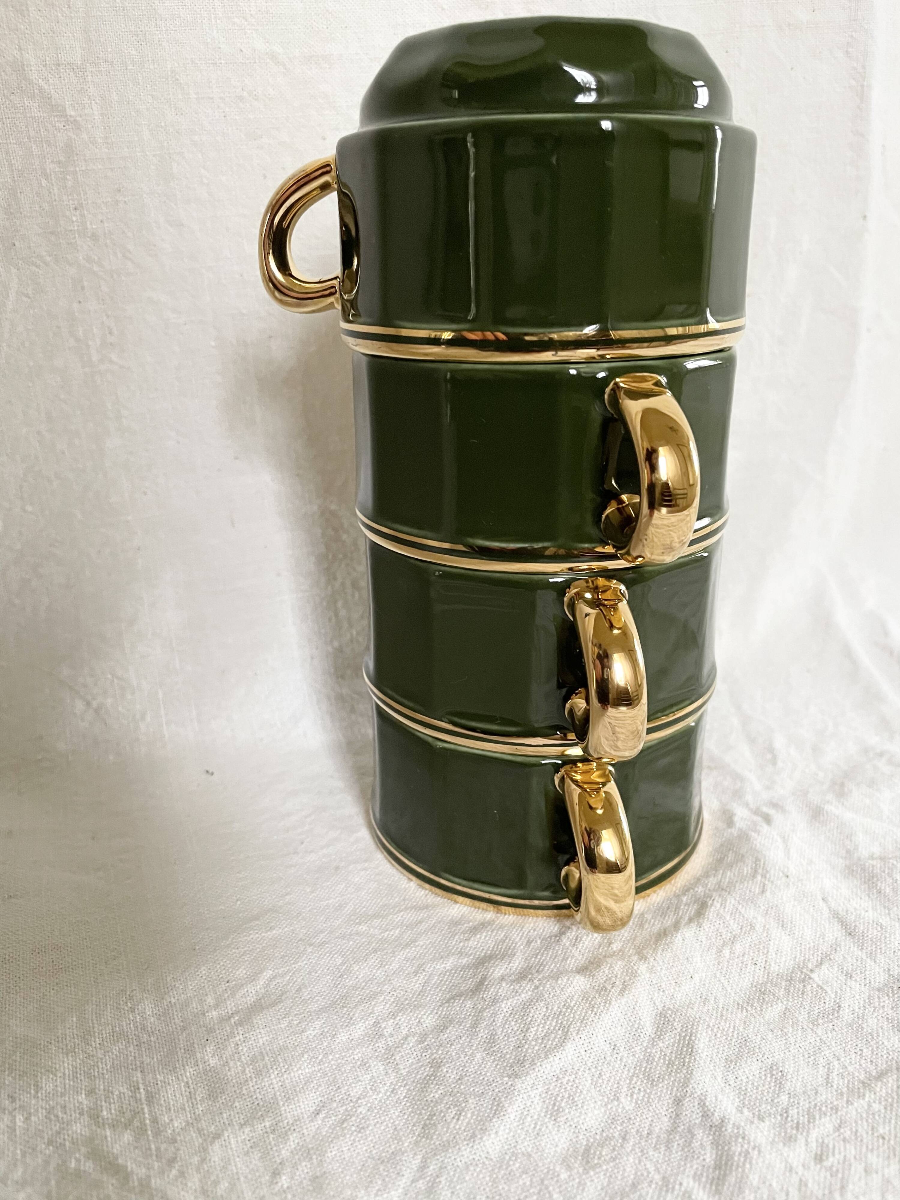 Coffee cups Bistrot Yves Deshoulieres Apilco empire green