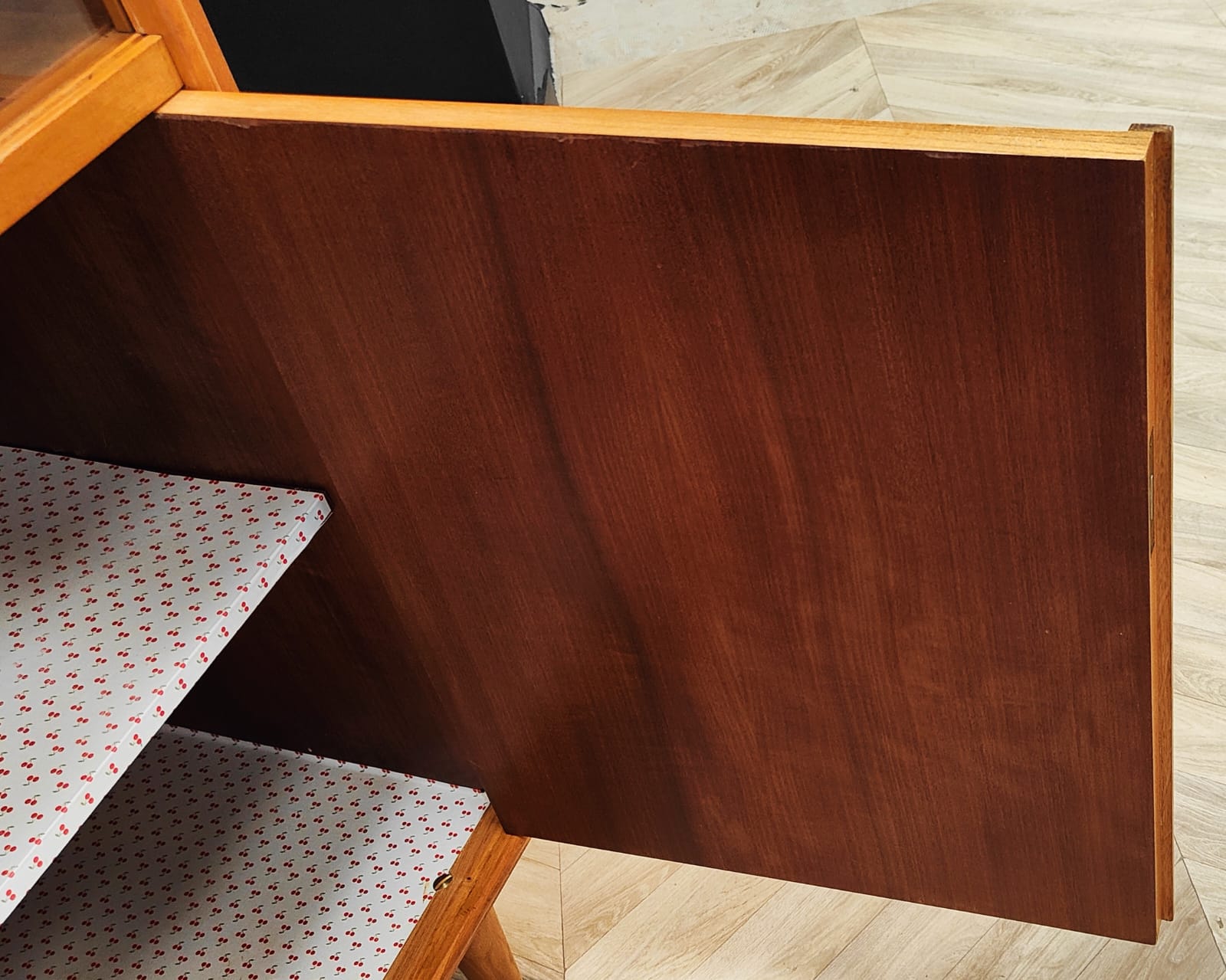 Mid century highboard vintage display cabinet, bookcase