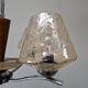 1960s Napako Mid-Century Modern Czech Four-Arm Glass Wood Chrome Chandelier