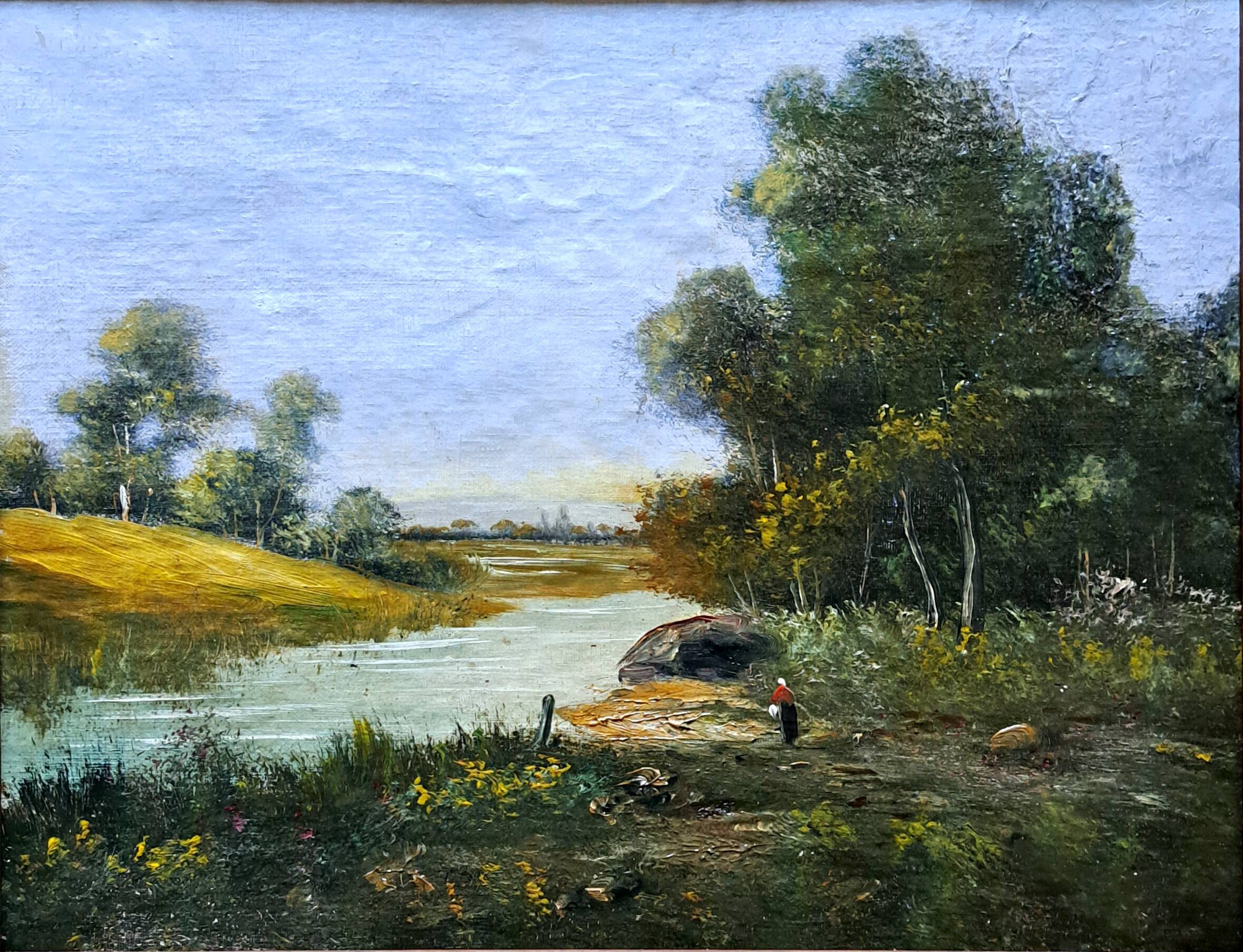 Tableau impressionniste -  Huile sur toile, Ecole française - Barbizon