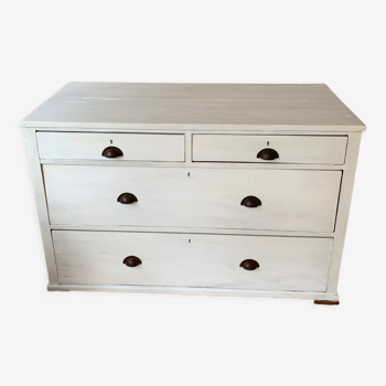 Buffet campagnard peint en craie blanc chaux charme