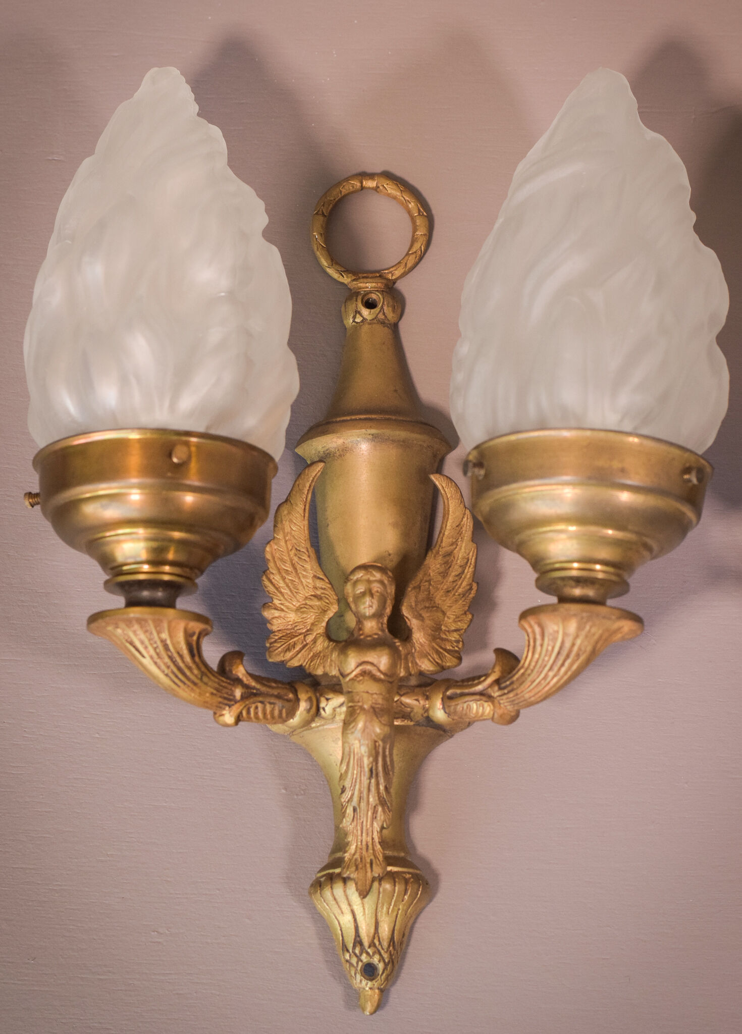 Pair of Wall Lamps with Angels