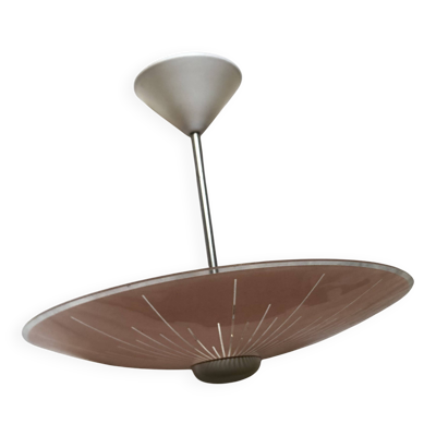 Suspension en verre à motifs roses et blancs, années 50-60