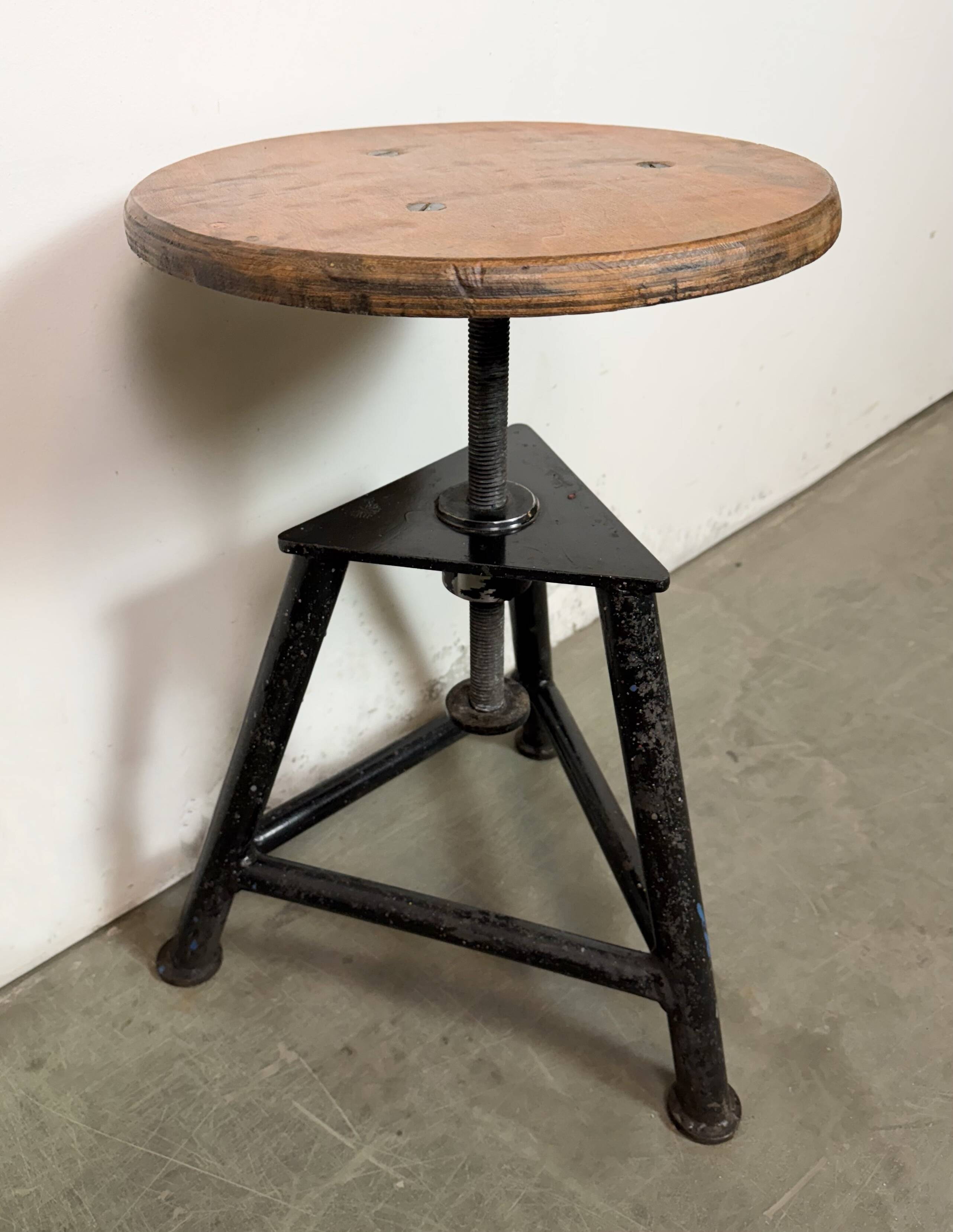 Black Industrial Workshop Swivel Stool, 1960s