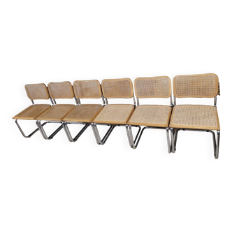 Series of 6 B32 chairs Marcel Breuer Italy design -1970s