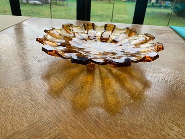 Orange yellow glass fruit cup