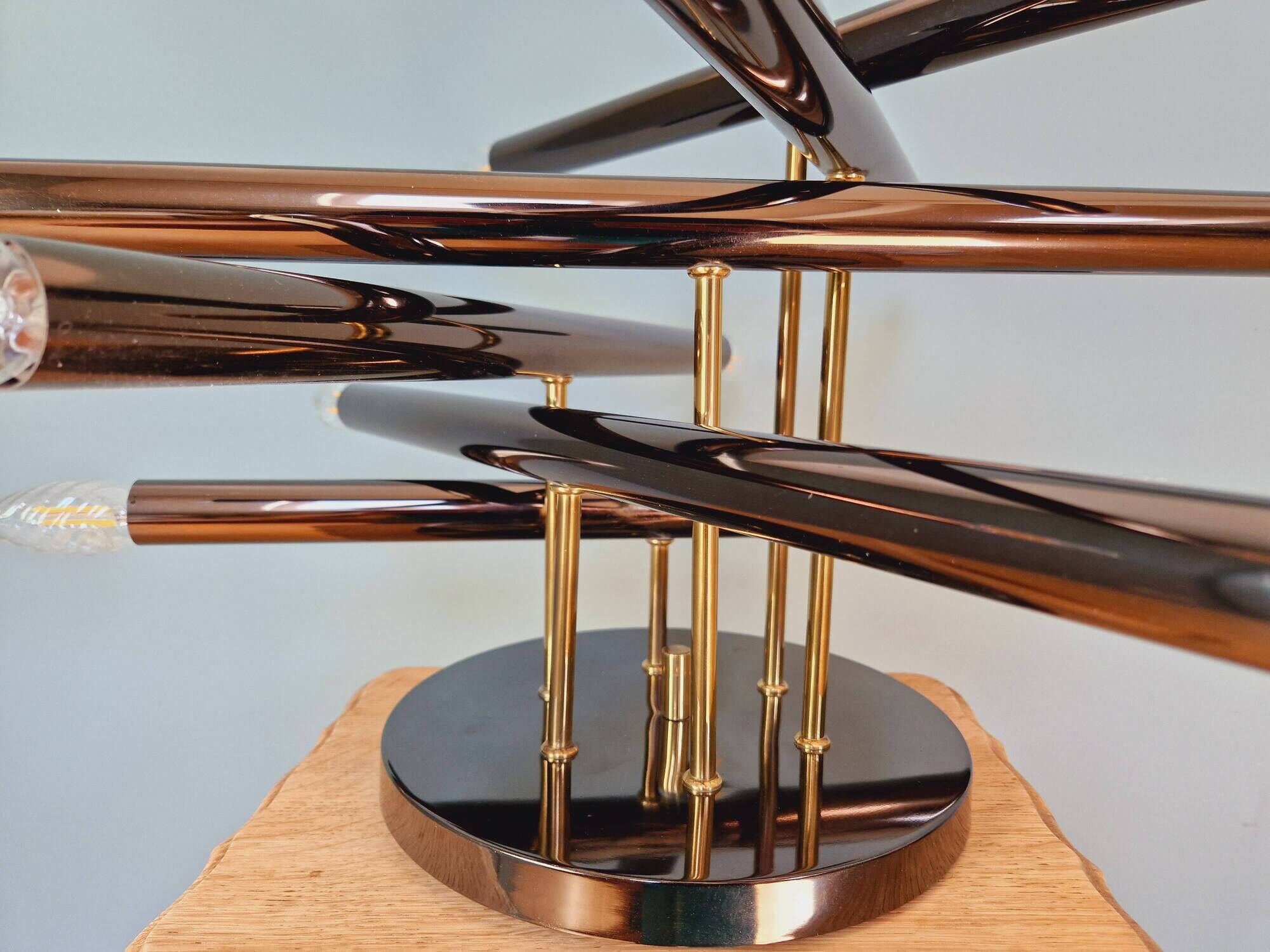 Vintage ceiling light in smoked chrome metal, Sciolari, 1970s