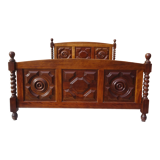 Wooden bed, geometric patterns, 140/190 cm