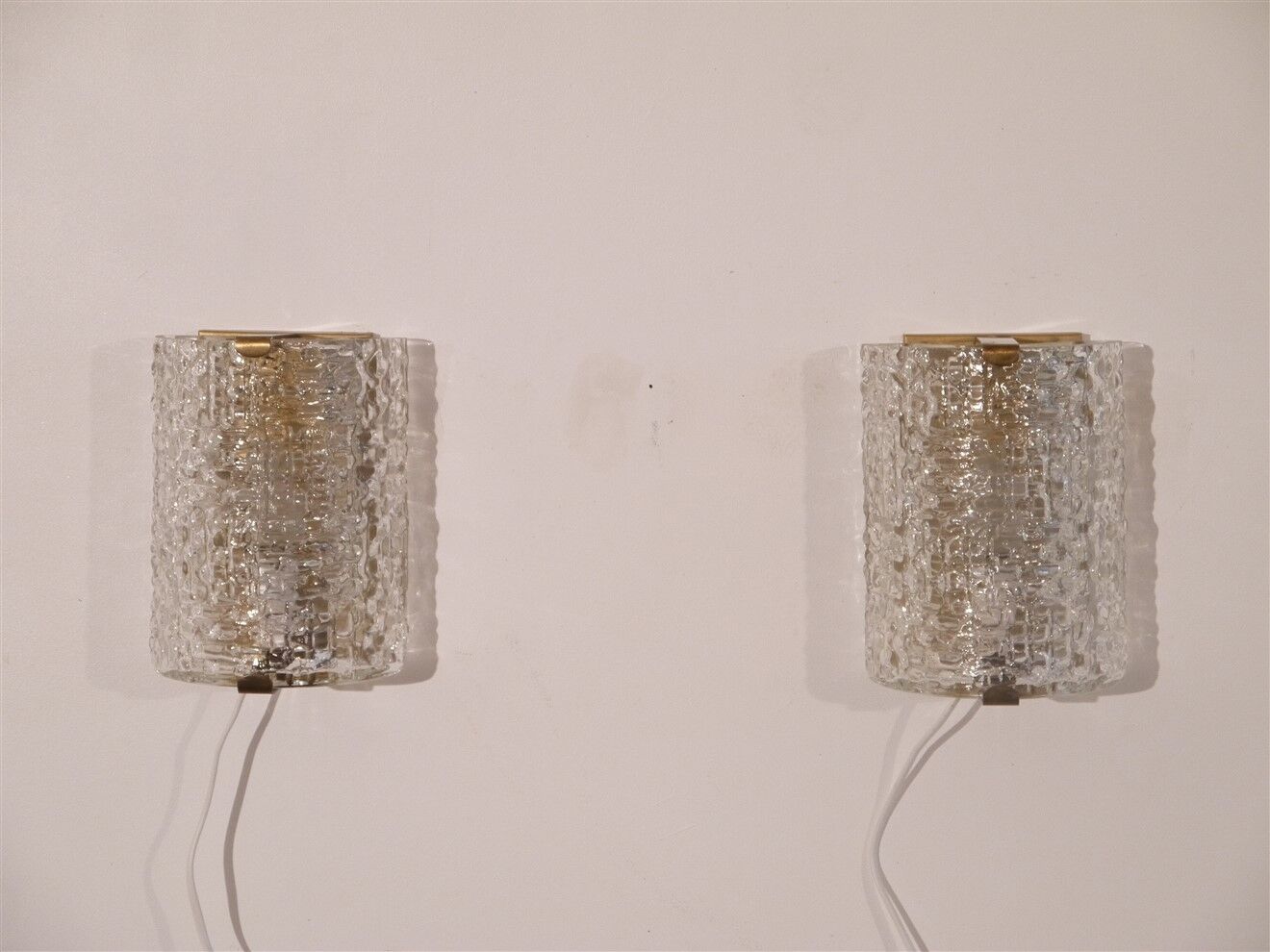 Pair of vintage Scandinavian glass sconces 1970