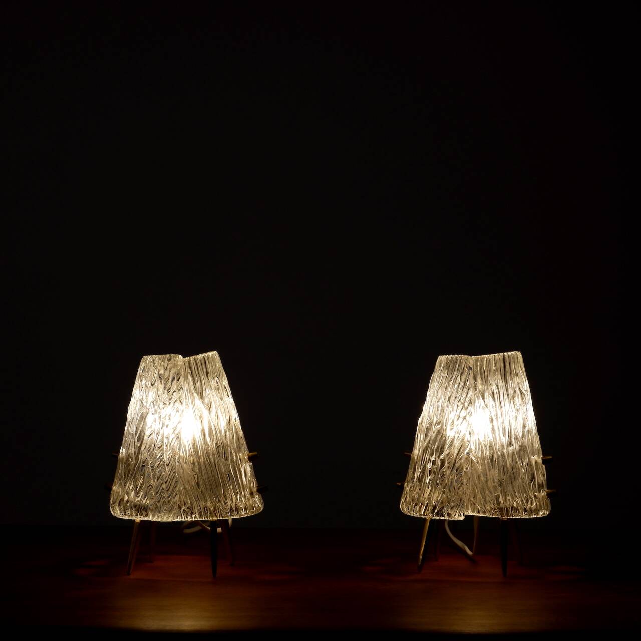 Pair of glass desk lamps by J.T. Kalmar