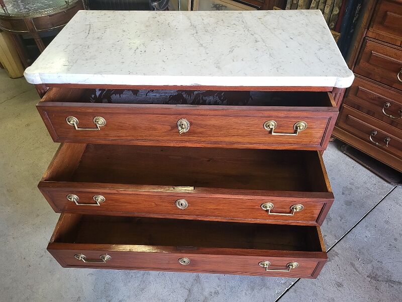 Chest of drawers Louis XVI in mahogany marble top of the XIXth century