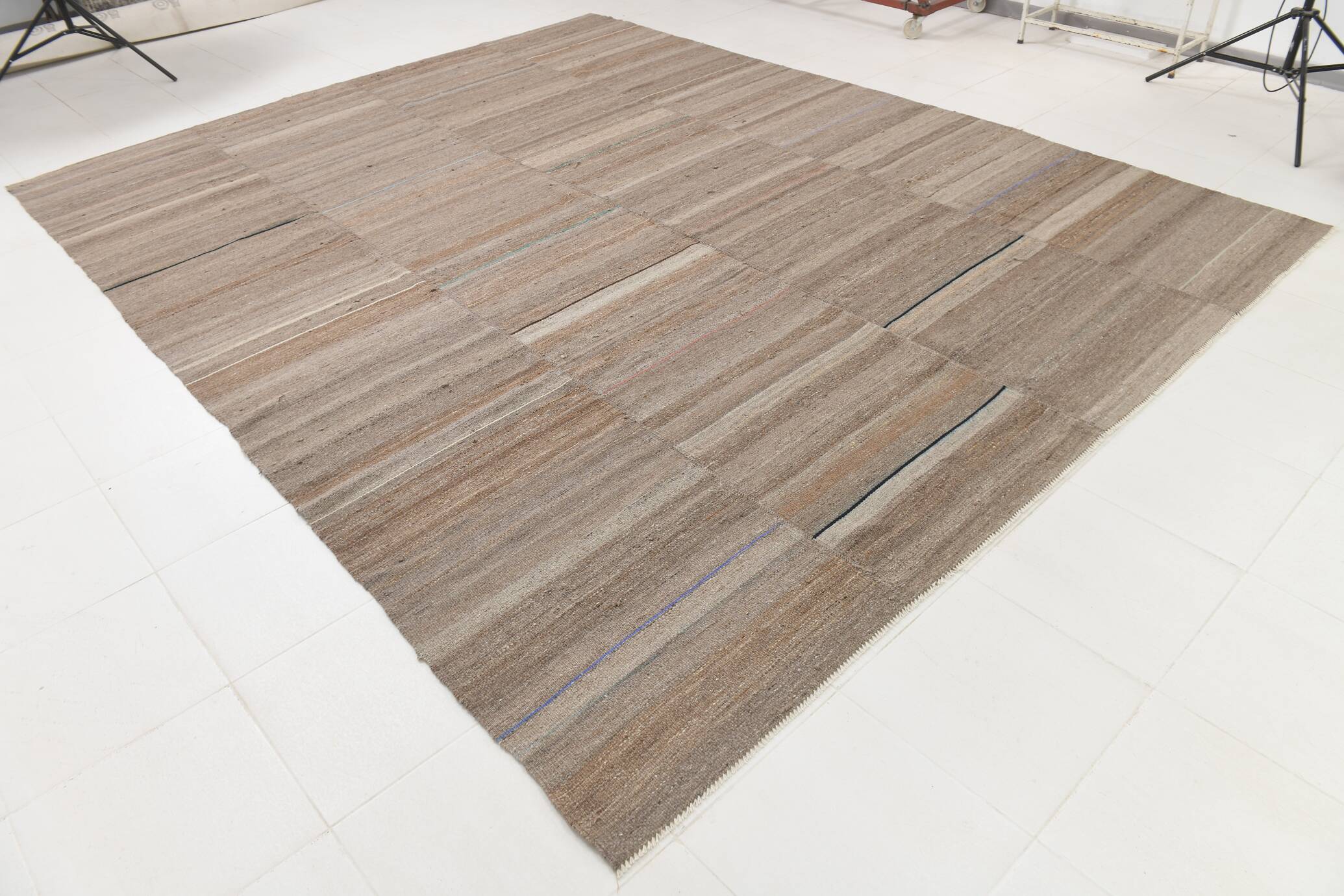 10x13 Turkish Brown & Bronze Handmade Kilim Rug, 303x386Cm