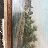 Paire de tableaux , vue sur des châteaux, huiles encadrées et signées de Dupont