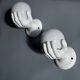 Pair of opaline and ceramic hand sconces