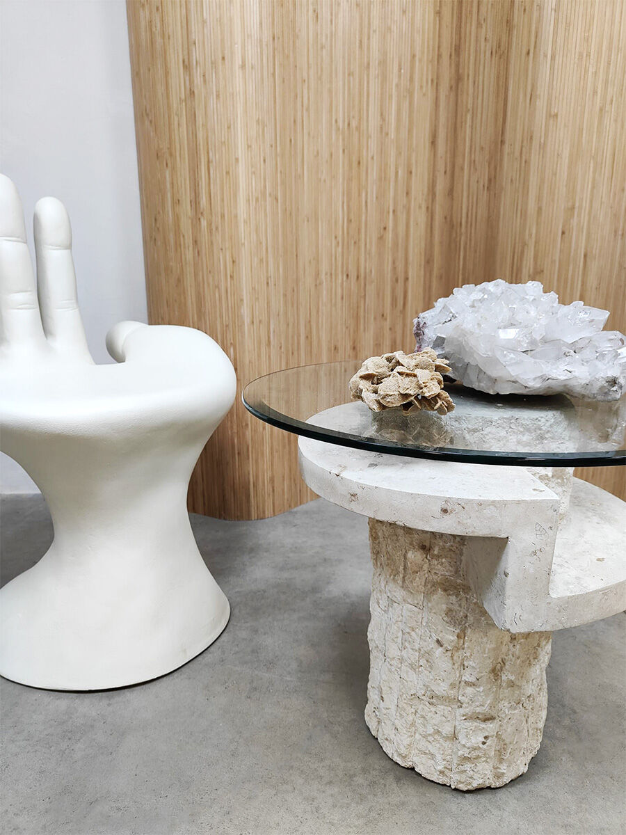 Vintage Mactan stone coffee table Magnussen Ponte 1980