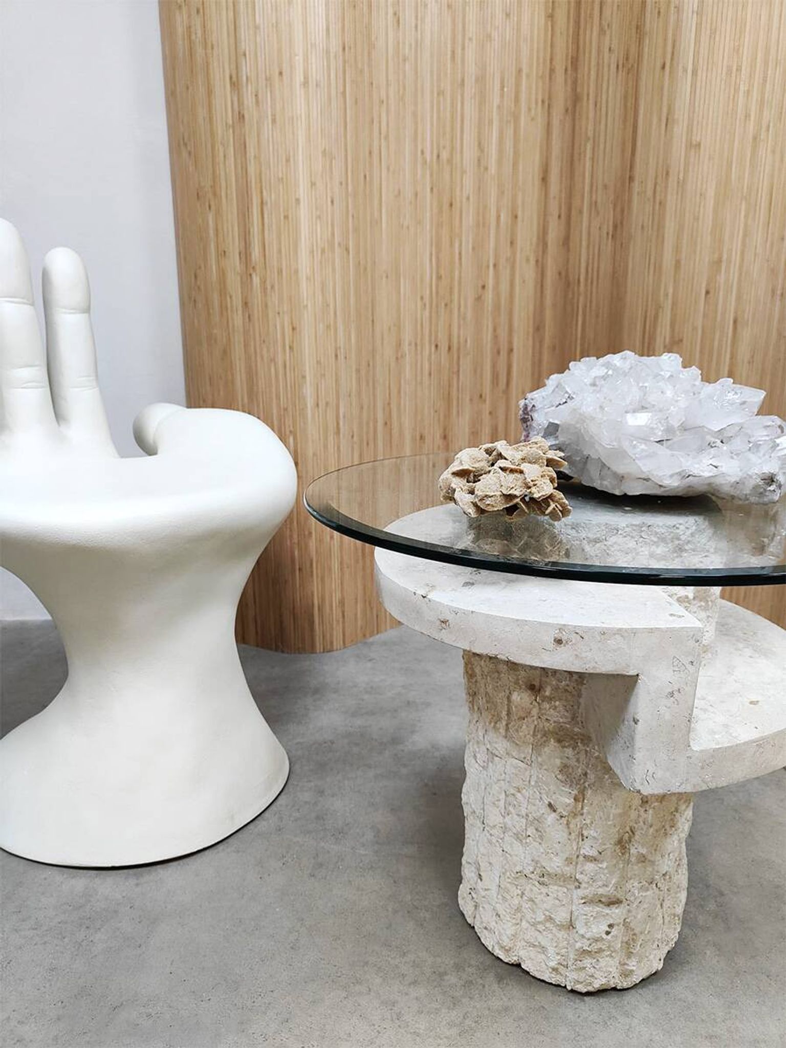 Vintage Mactan stone coffee table Magnussen Ponte 1980