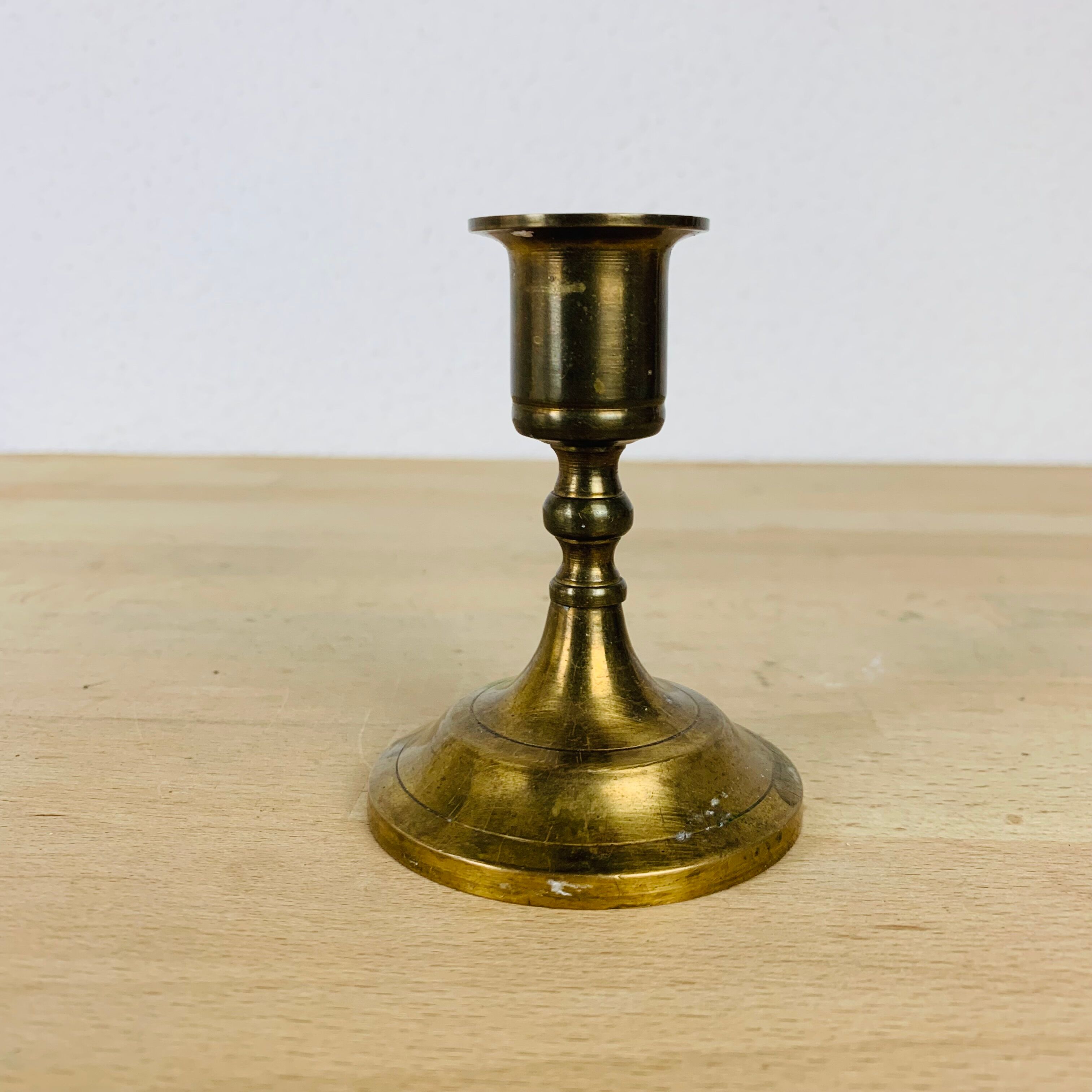 Vintage golden brass candle holder