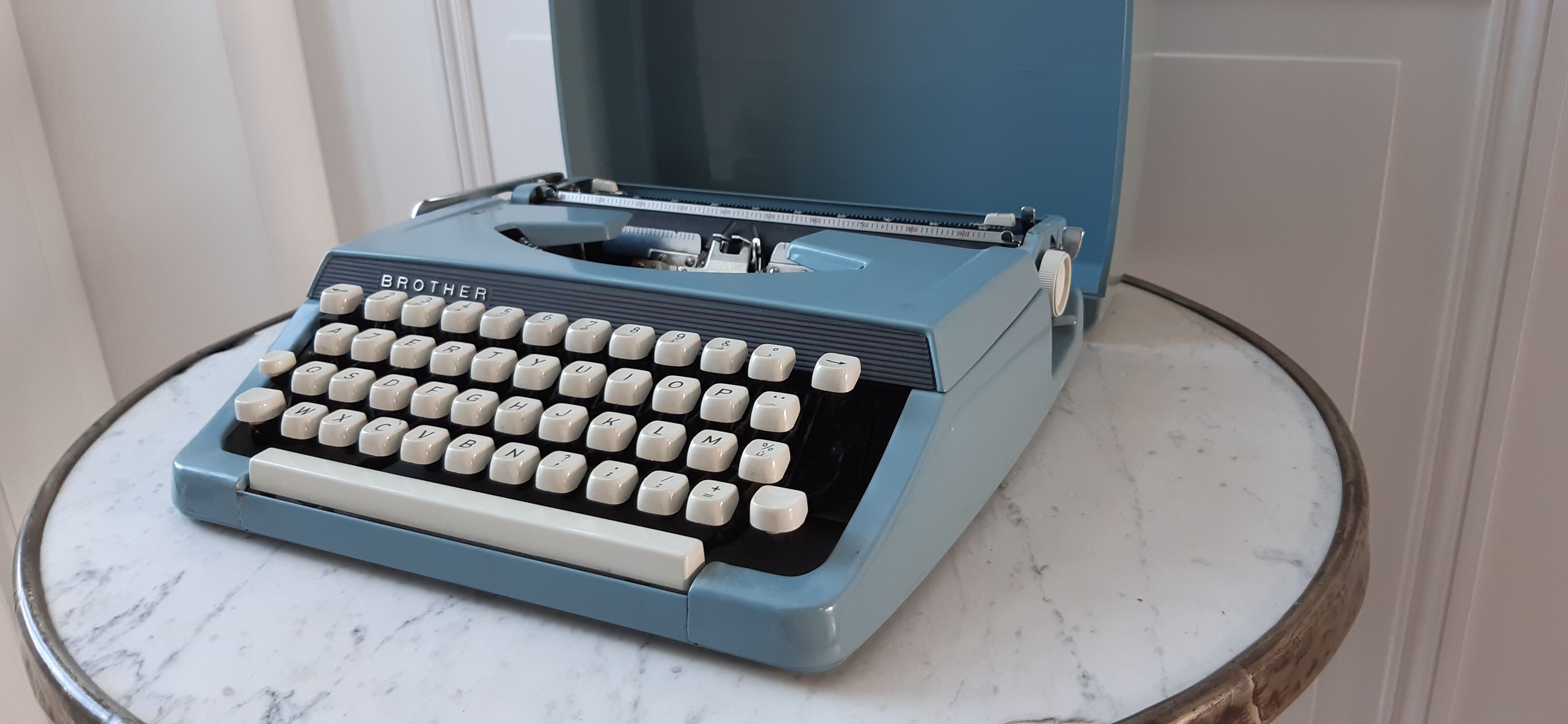 Aqua blue typewriter Brother industries 60s
