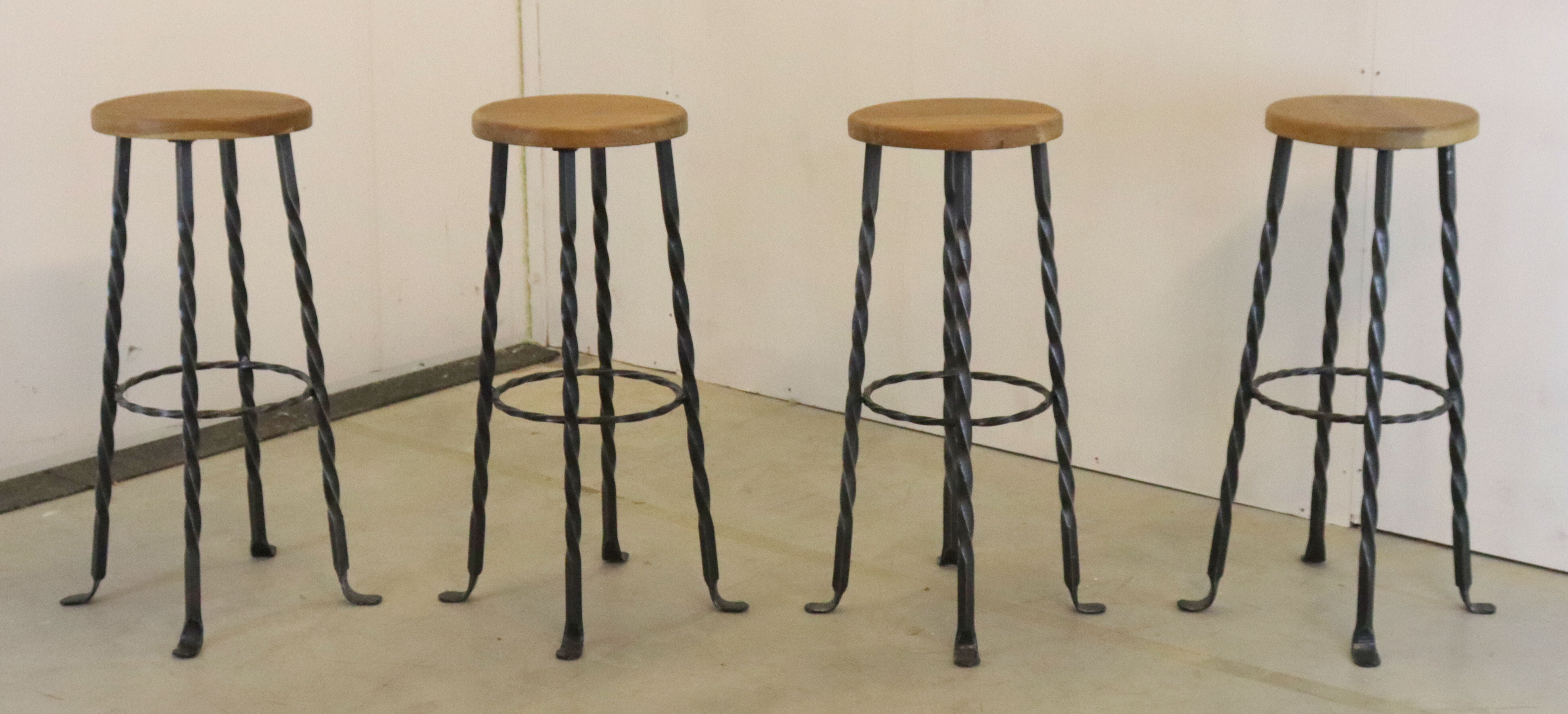 Set of 4 brutalist vintage stools 'Villingen'