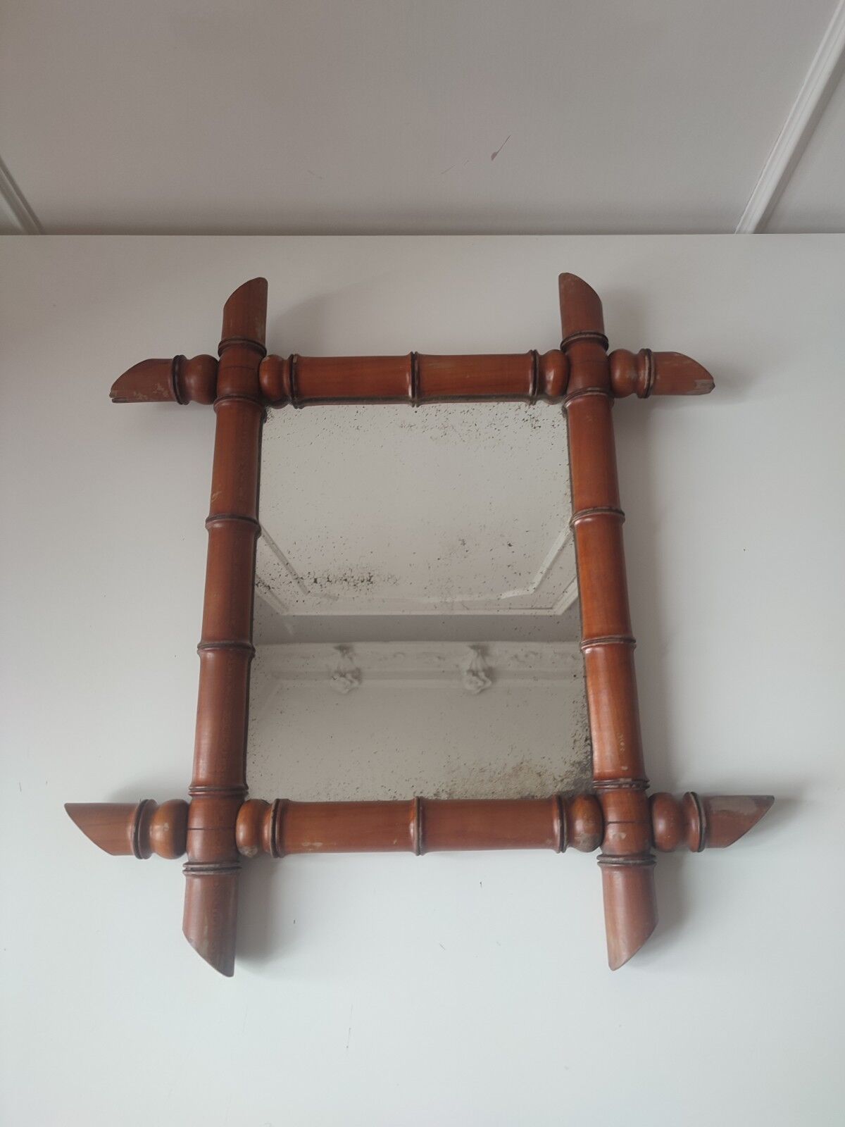 Vintage bamboo wood mirror